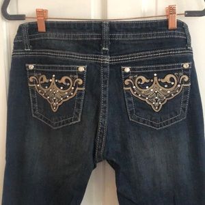 ANA jeans with taupe & rhinestone pocket detail